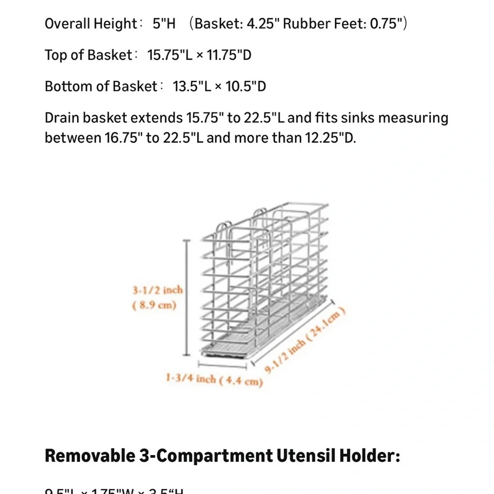 SANNO Expandable in Sink Dish Drying Rack, Rustproof Stainless Steel - Brand New - Picture 4 of 6
